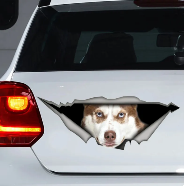 Red Husky car sticker